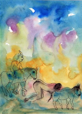 Untitled (Man with two horses and a woman)
