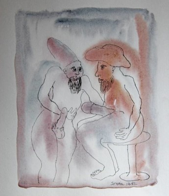 Untitled (two men in conversation with huge erections) - 1982