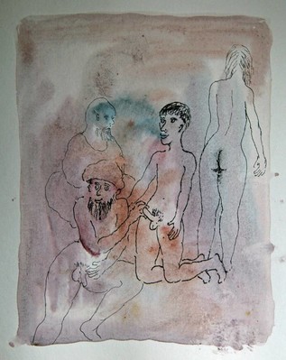 Untitled (two men, a nude woman and a boy)